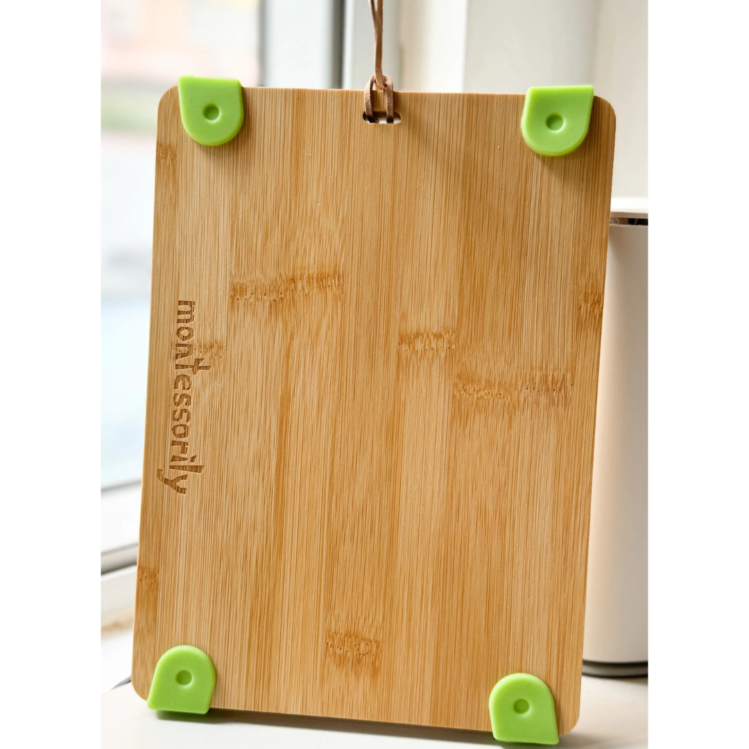 Toddler Cooking Set and Bamboo Cutting Board Combo