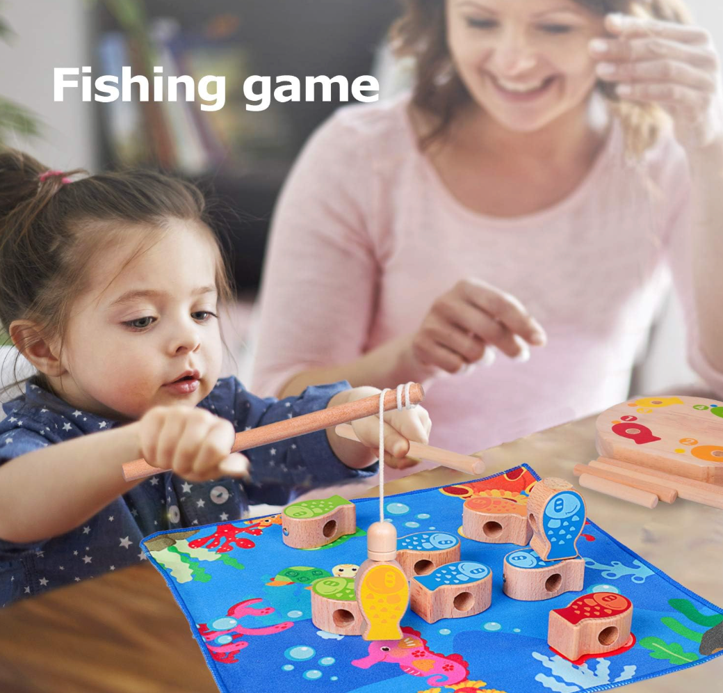 Boby 4-in-1 Wooden Magnetic Fishing Game $100 (70% New)