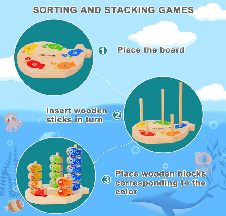 Boby 4-in-1 Wooden Magnetic Fishing Game $100 (70% New)