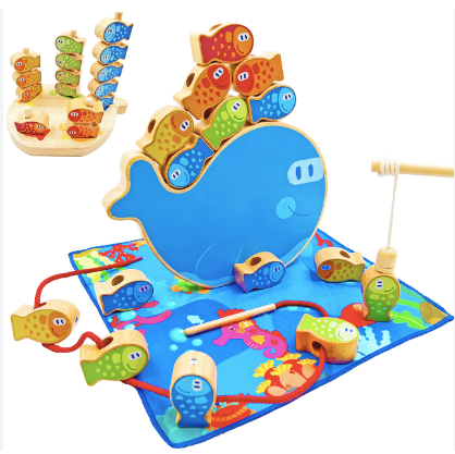 Boby 4-in-1 Wooden Magnetic Fishing Game $100 (70% New)