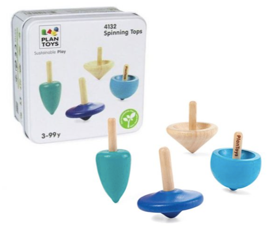 Plan Toys Mini Spinning Tops $100 (70% New)